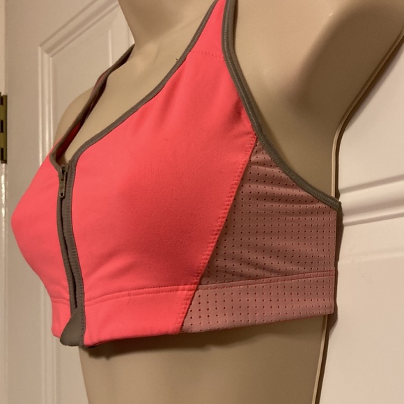VICTORIAS SECRET VSX Zip Front Racerback Sports Bra Peach Orange Small Petite - Picture 4 of 15